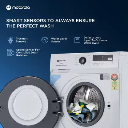 MOTOROLA 7 kg 5 Star Rating Garment Sterilization Fully Automatic Front Load Washing Machine with In-built Heater White (70FLAM5W)(OPEN BOX) MOTOROLA 7 kg 5 Star Rating Garment Sterilization Fully Automatic Front Load Washing Machine with In-built Heater White (70FLAM5W)(OPEN BOX)